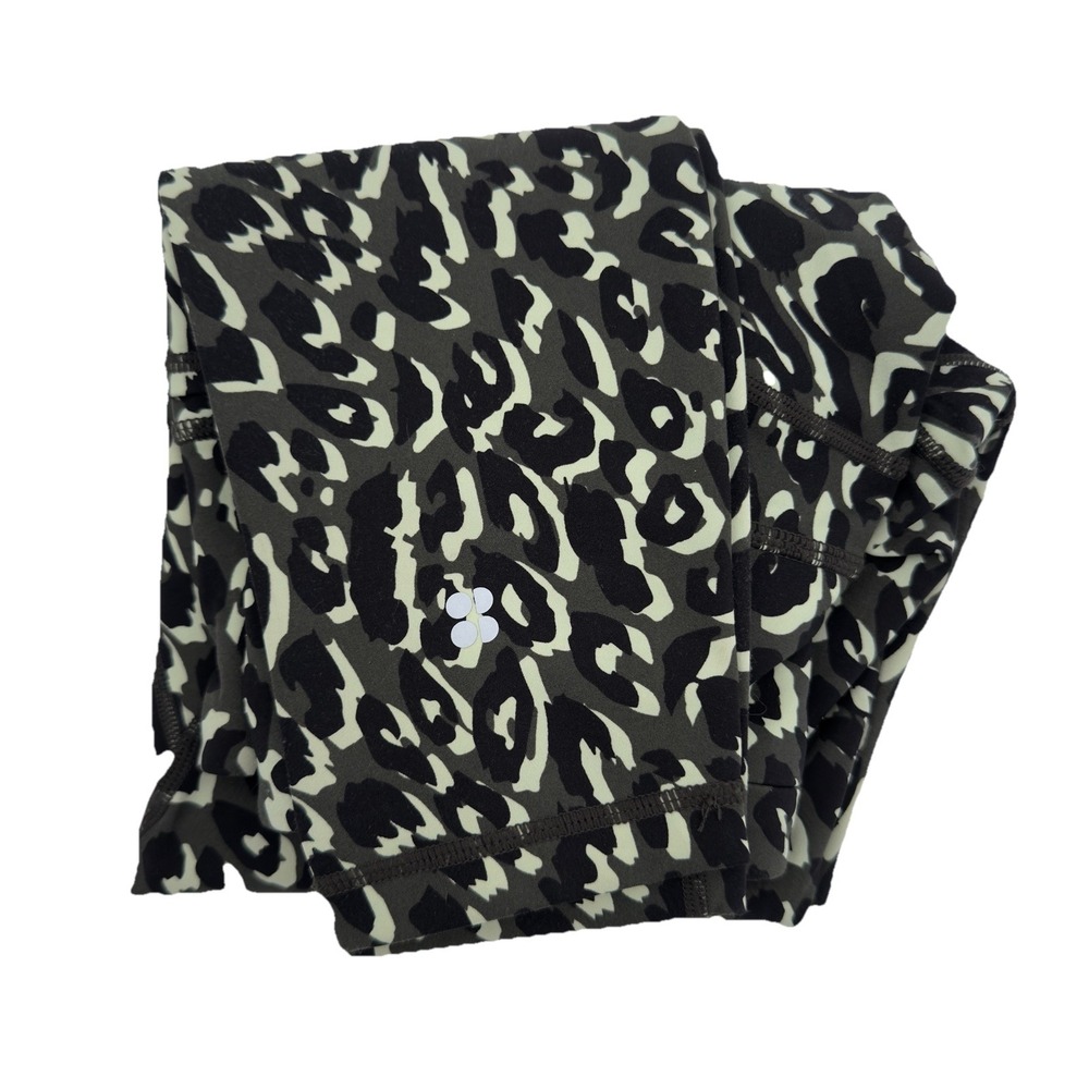 Sweaty Betty Power 7/8 Workout Leggings Leopard Print Green‎ Side Pocket Sz XS